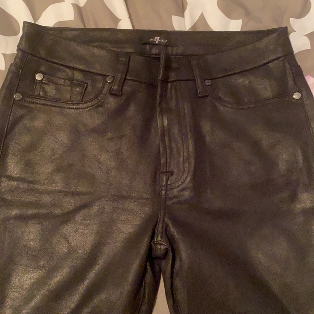 7 For All Mankind Coated Black Skinny Jeans - Size 30 - Picture 5 of 5